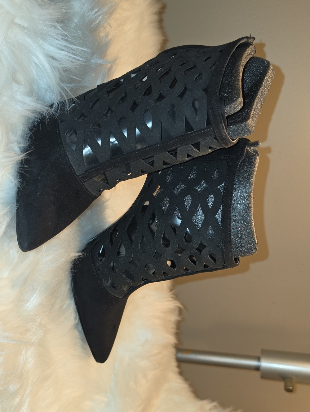 Nine West Black Cutout Pointed Toe Ankle Boots